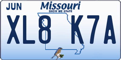 MO license plate XL8K7A