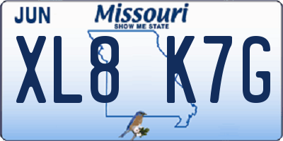 MO license plate XL8K7G