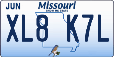 MO license plate XL8K7L