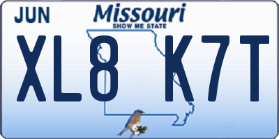 MO license plate XL8K7T