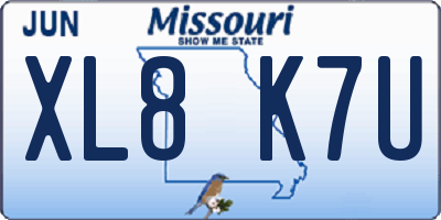 MO license plate XL8K7U