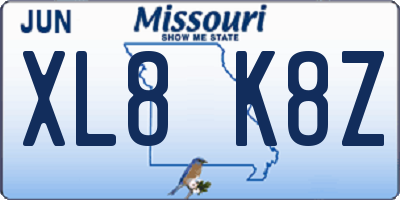 MO license plate XL8K8Z
