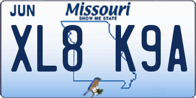 MO license plate XL8K9A