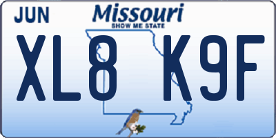 MO license plate XL8K9F