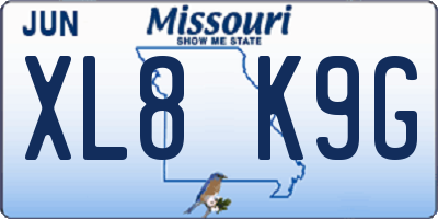 MO license plate XL8K9G