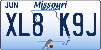 MO license plate XL8K9J