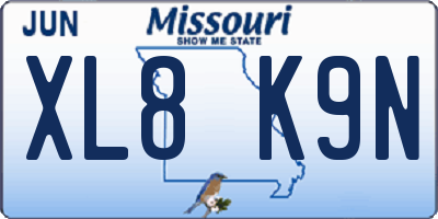 MO license plate XL8K9N