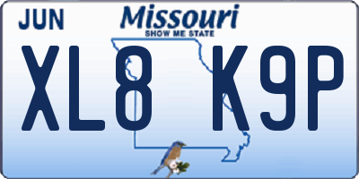 MO license plate XL8K9P