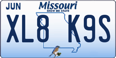 MO license plate XL8K9S