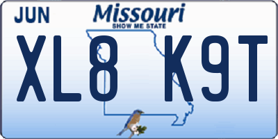 MO license plate XL8K9T