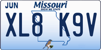 MO license plate XL8K9V