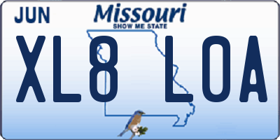 MO license plate XL8L0A