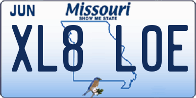 MO license plate XL8L0E