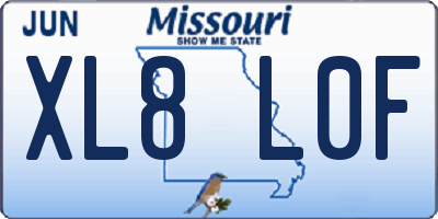 MO license plate XL8L0F