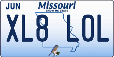 MO license plate XL8L0L