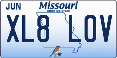 MO license plate XL8L0V