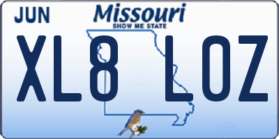 MO license plate XL8L0Z