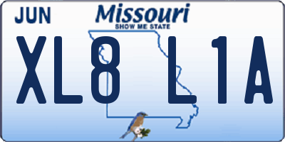 MO license plate XL8L1A