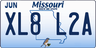 MO license plate XL8L2A