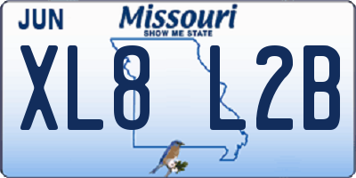 MO license plate XL8L2B