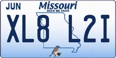 MO license plate XL8L2I