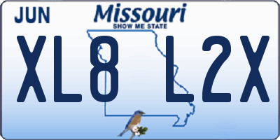 MO license plate XL8L2X
