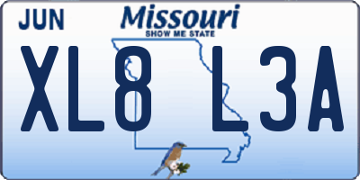 MO license plate XL8L3A
