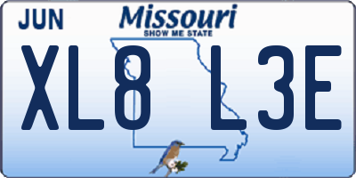MO license plate XL8L3E