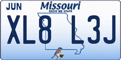 MO license plate XL8L3J