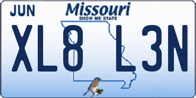 MO license plate XL8L3N