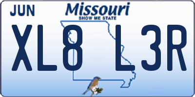 MO license plate XL8L3R