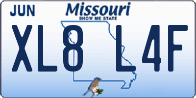 MO license plate XL8L4F