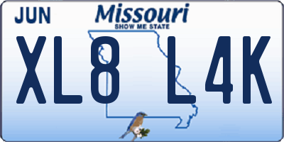 MO license plate XL8L4K