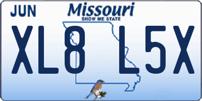 MO license plate XL8L5X