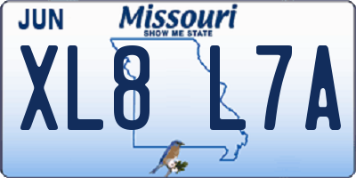 MO license plate XL8L7A