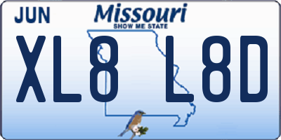 MO license plate XL8L8D