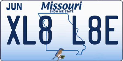 MO license plate XL8L8E