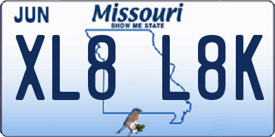 MO license plate XL8L8K