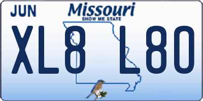 MO license plate XL8L8O