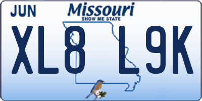 MO license plate XL8L9K