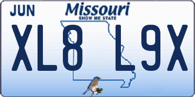 MO license plate XL8L9X