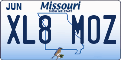 MO license plate XL8M0Z