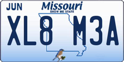 MO license plate XL8M3A