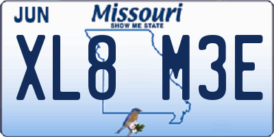 MO license plate XL8M3E
