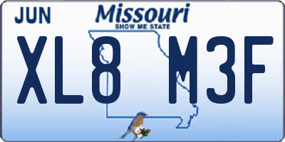 MO license plate XL8M3F