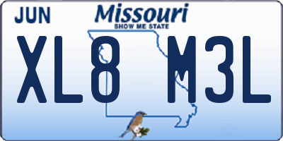 MO license plate XL8M3L