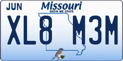 MO license plate XL8M3M