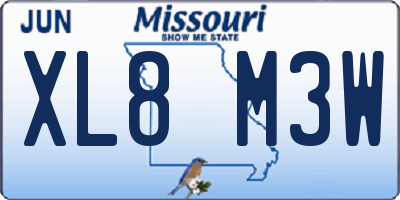 MO license plate XL8M3W