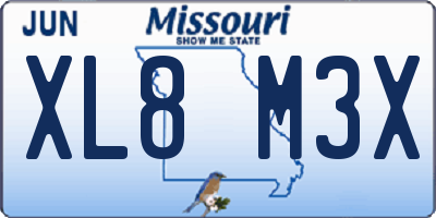MO license plate XL8M3X