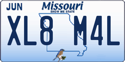 MO license plate XL8M4L